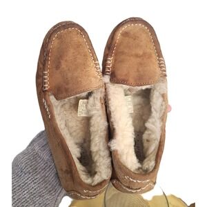 UGG Ansley Tan Brown Suede Leather US 5 Slippers Loafers Chestnut Comfy Cozycore